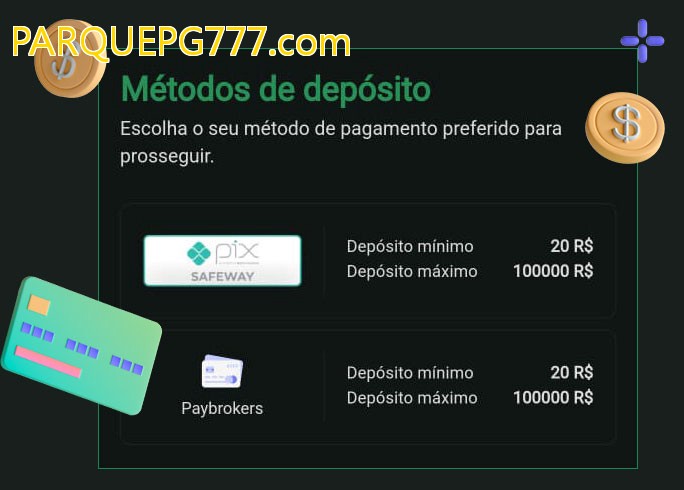 O cassino PARQUEPG777.combet oferece uma grande variedade de métodos de pagamento